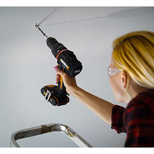 Worx WX352 Trapano avvitatore con percussione brushless 60nm-20V con 2.0 batterie da 2.0Ah