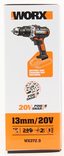 Worx WX372.9 Trapano Avvitatore con Percussione a Batteria 20V, 13 mm