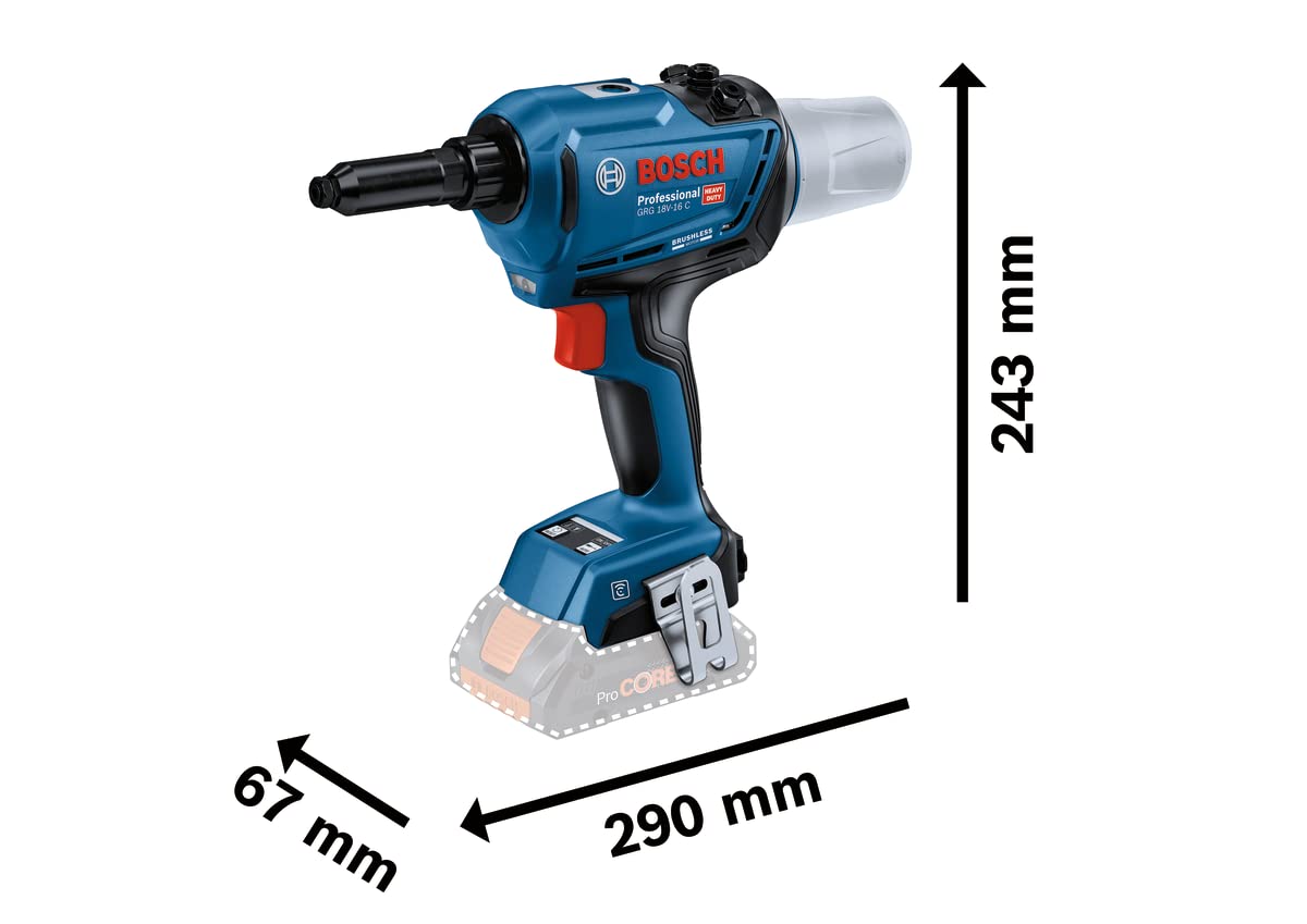 Bosch Professional 18V System Rivettatrice a Batteria Grg 18V-16 C