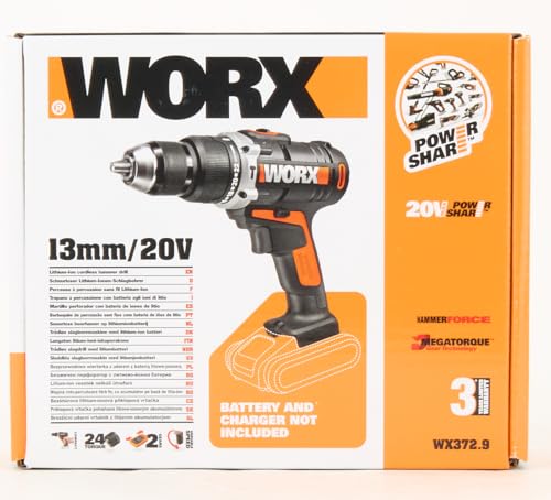 Worx WX372.9 Trapano Avvitatore con Percussione a Batteria 20V, 13 mm