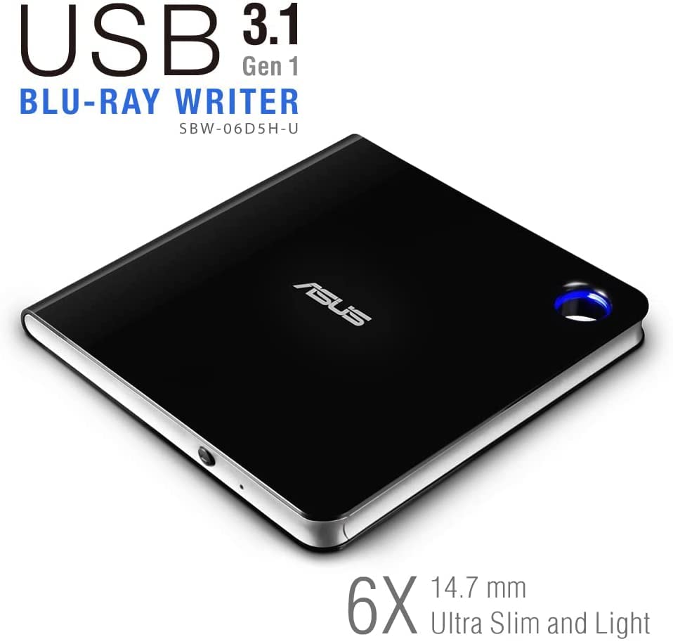 Asus SBW-06D5H-U Lettore e Masterizzatore Portatile USB Type-C e Type-A, Blu-Ray, DVD, CD,