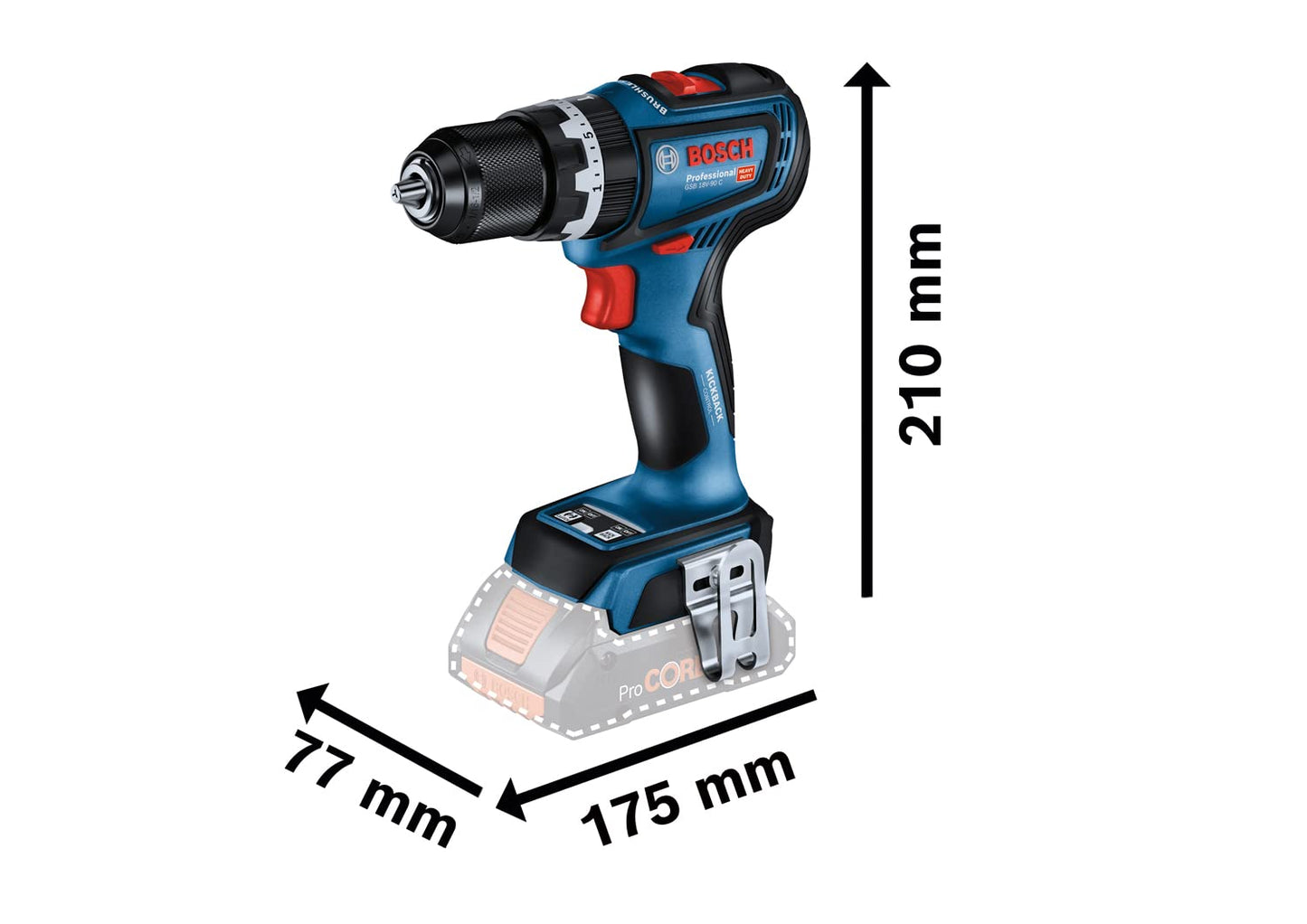 Bosch Professional 18V System Trapano-avvitatore con percussione a batteria GSB 18V-90 C