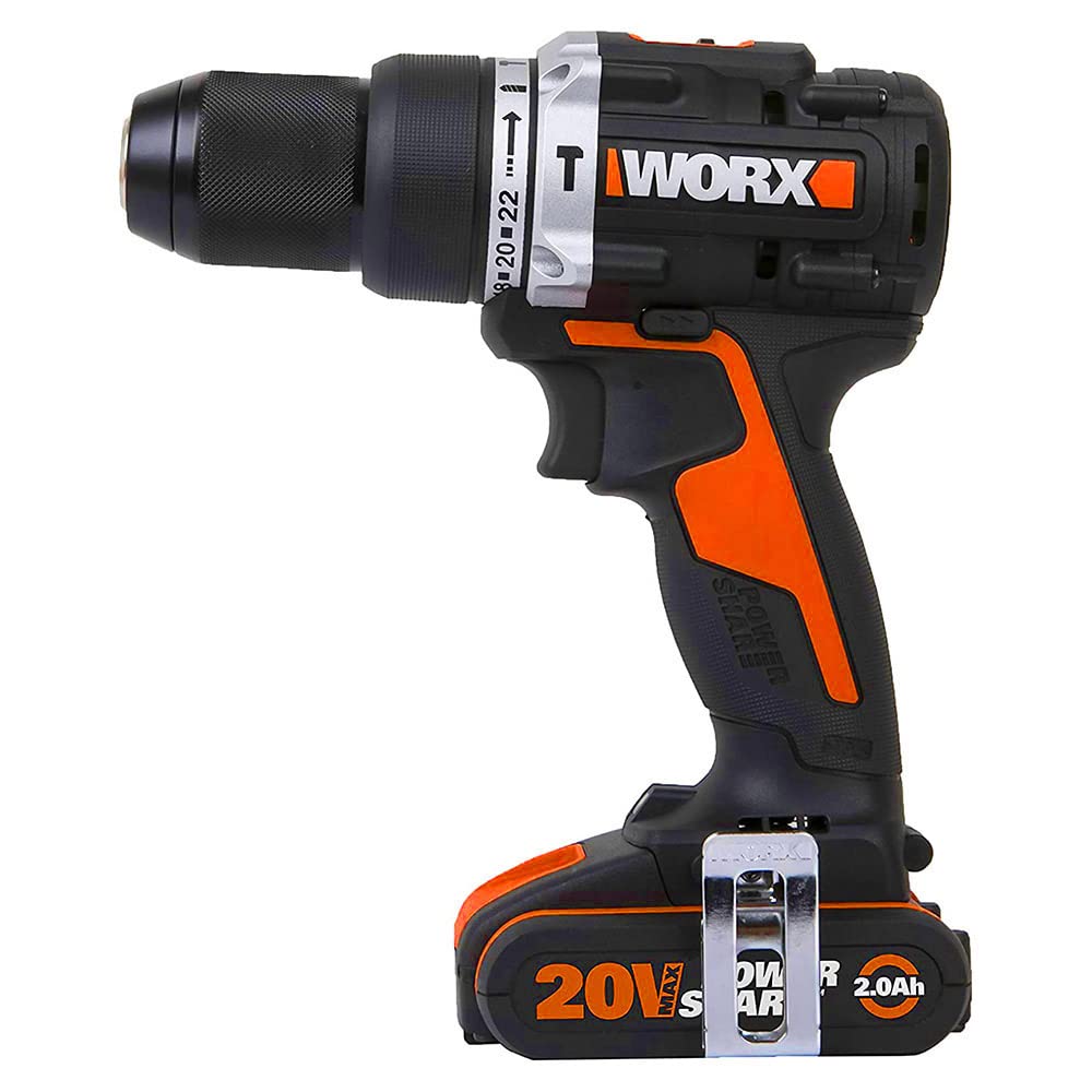 Worx WX352 Trapano avvitatore con percussione brushless 60nm-20V con 2.0 batterie da 2.0Ah