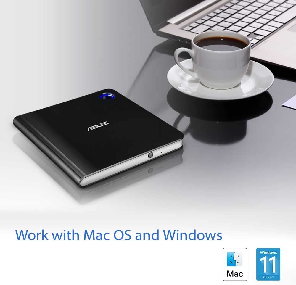 Asus SBW-06D5H-U Lettore e Masterizzatore Portatile USB Type-C e Type-A, Blu-Ray, DVD, CD,
