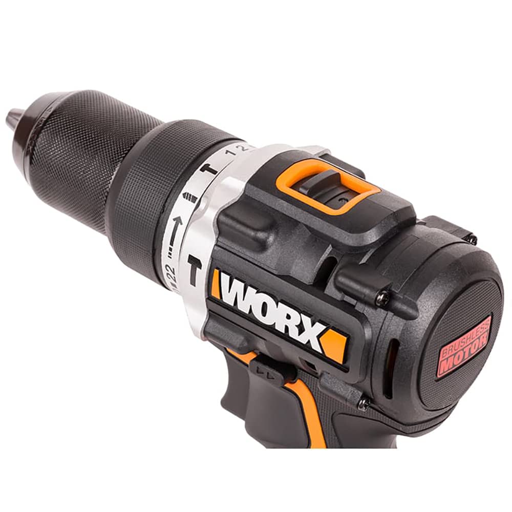 Worx WX352 Trapano avvitatore con percussione brushless 60nm-20V con 2.0 batterie da 2.0Ah