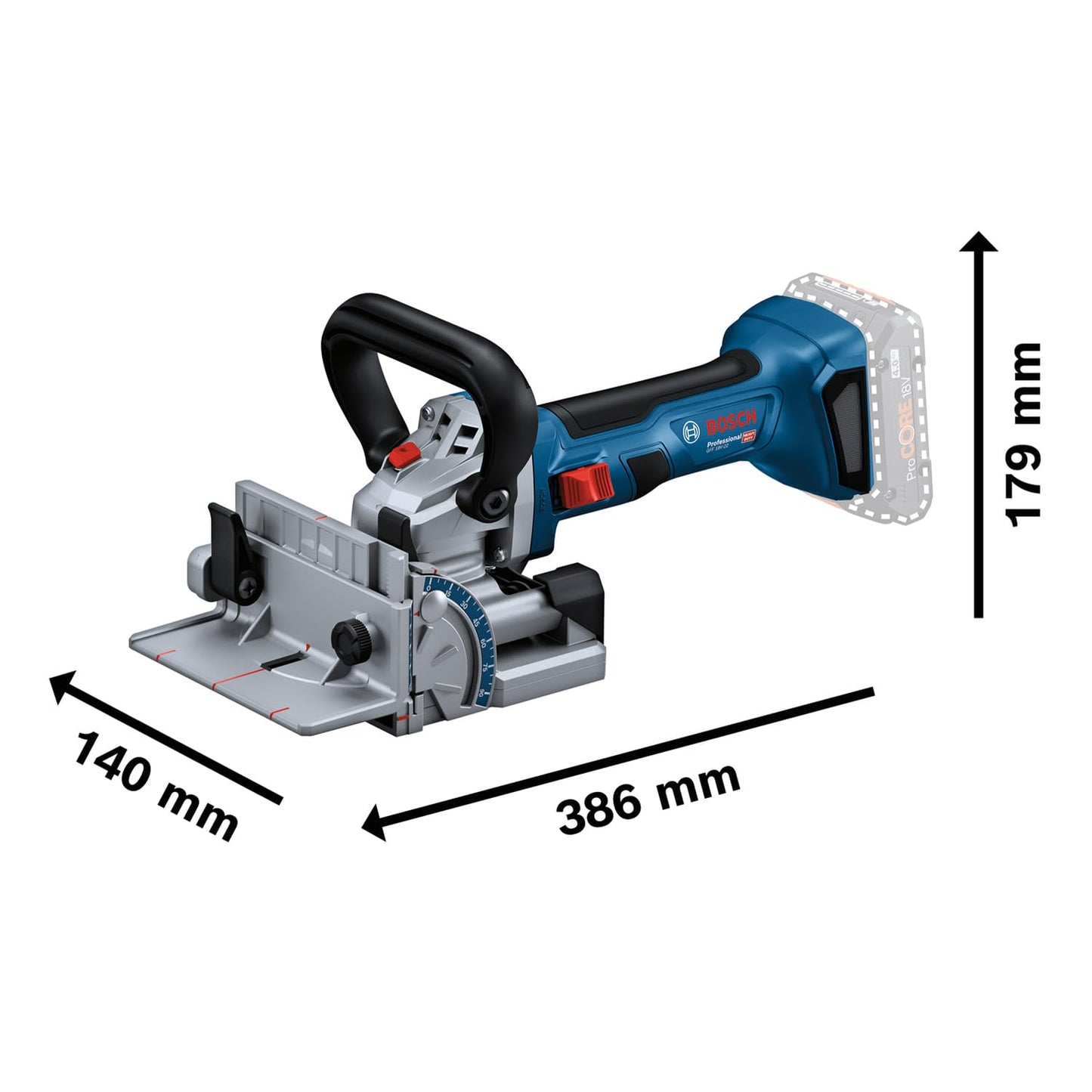 Bosch Professional 18V System Fresa universale a batteria GFF 18V-22 (incl. fresa laterale Ø 105 mm