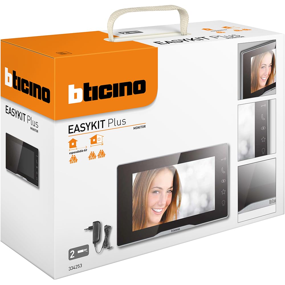 Bticino 334253 Videocitofono Monitor Interno Aggiuntivo 2 Fili, 7"