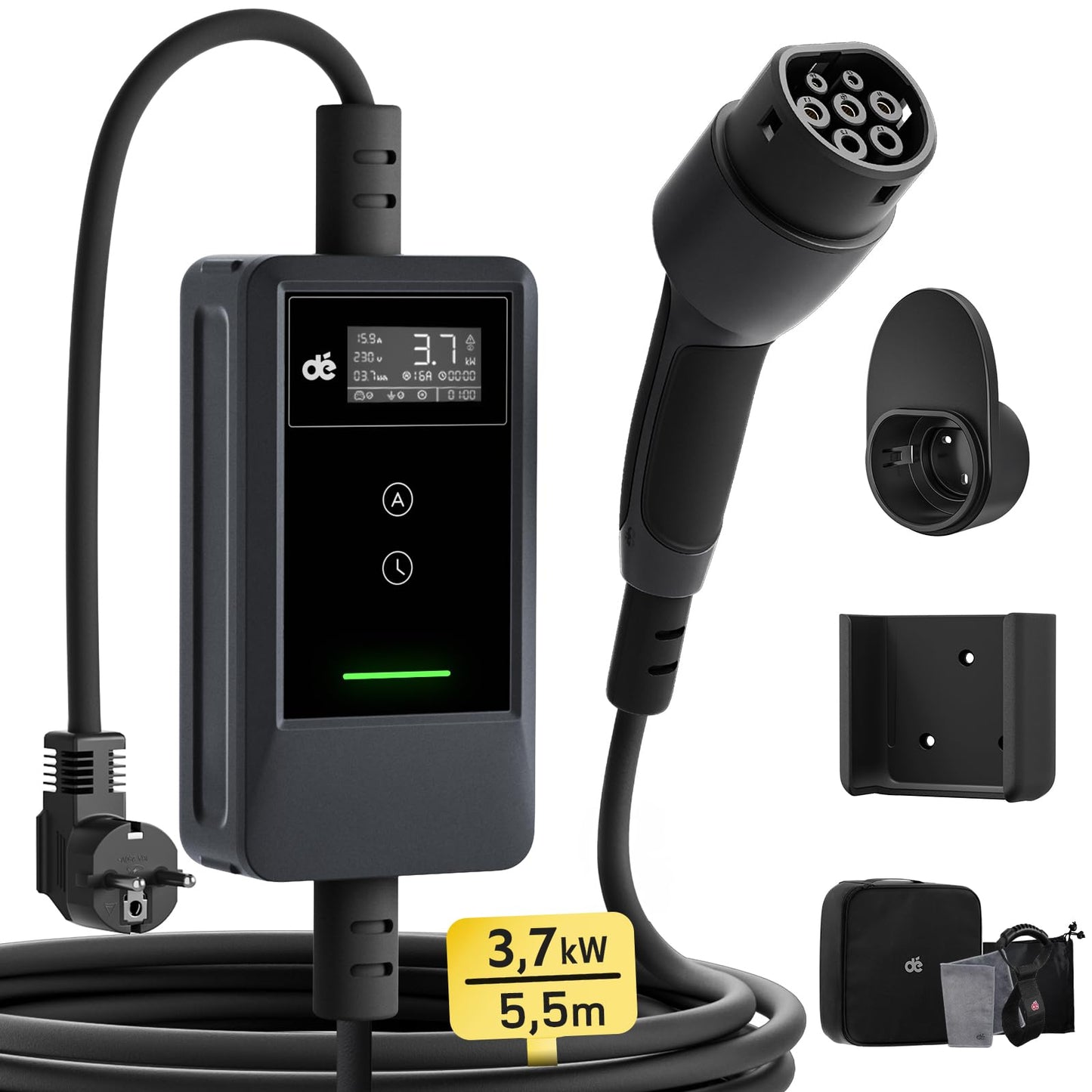 dé Cavo Ricarica Auto Elettrica Tipo 2 Schuko 3,7kW 5,5m Ricarica Auto Elettrics BYD e altri