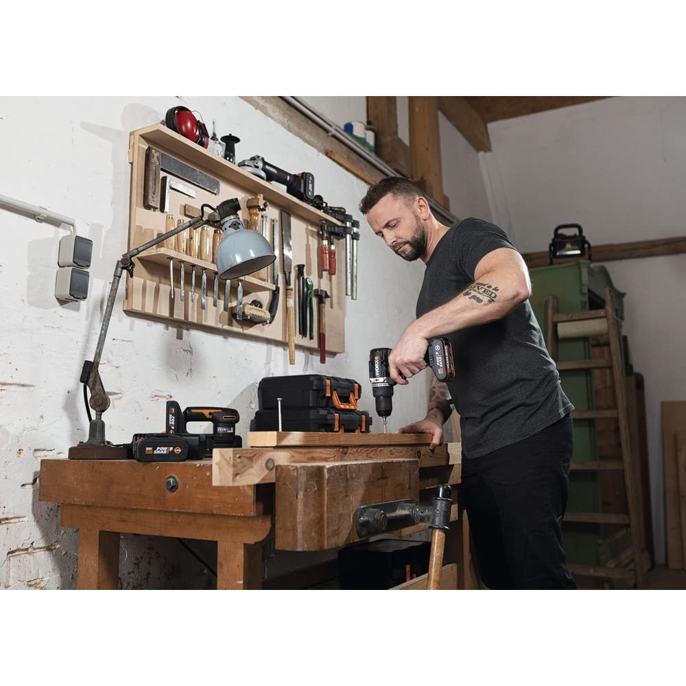 Worx WX352 Trapano avvitatore con percussione brushless 60nm-20V con 2.0 batterie da 2.0Ah