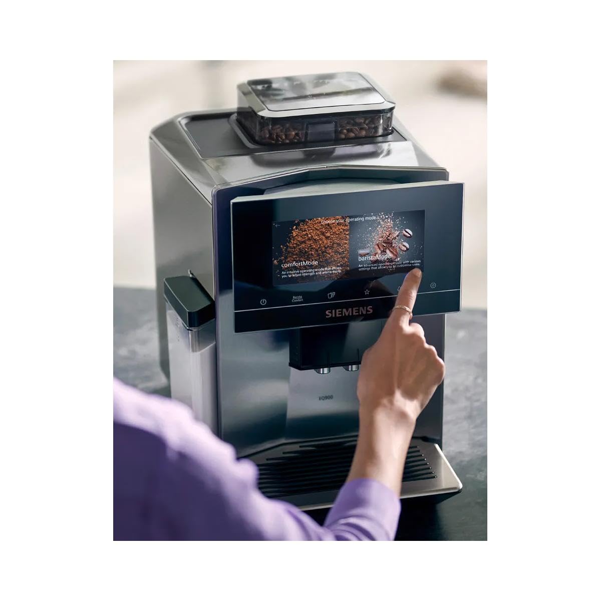 Siemens Macchina da caffè EQ900, contenitore 1 fagioli, HomeConnect, display Full Touch , TQ903D03