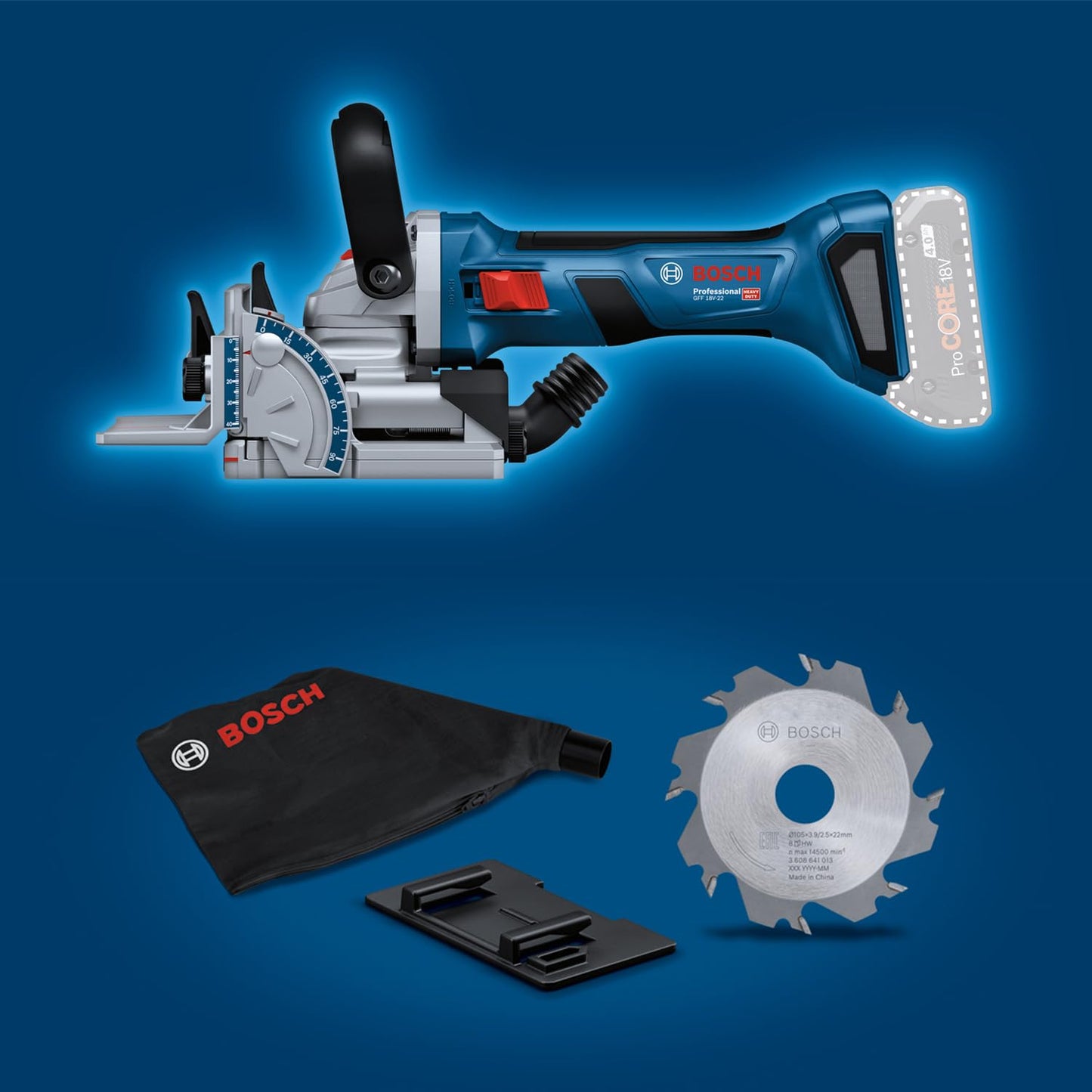 Bosch Professional 18V System Fresa universale a batteria GFF 18V-22 (incl. fresa laterale Ø 105 mm