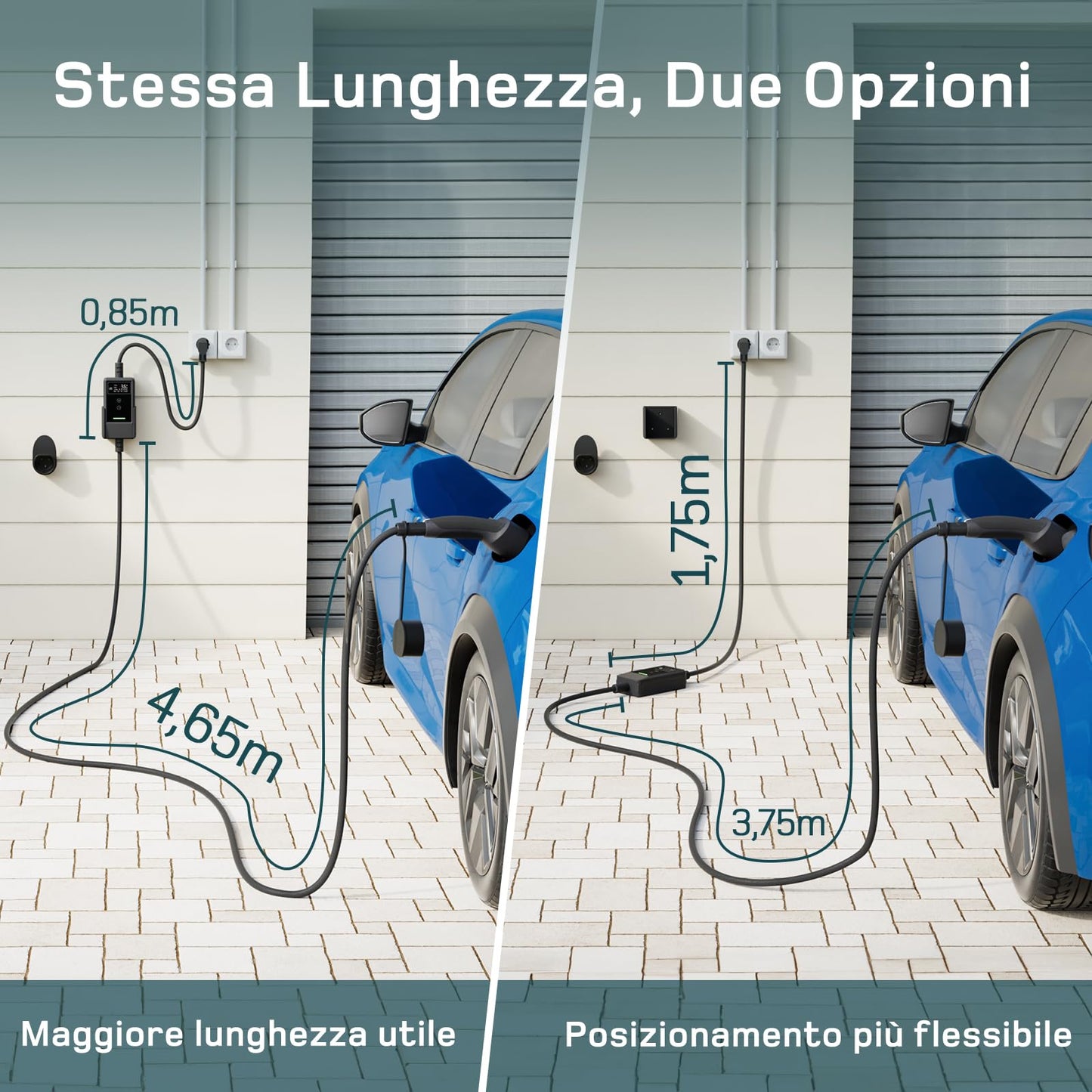 dé Cavo Ricarica Auto Elettrica Tipo 2 Schuko 3,7kW 5,5m Ricarica Auto Elettrics BYD e altri