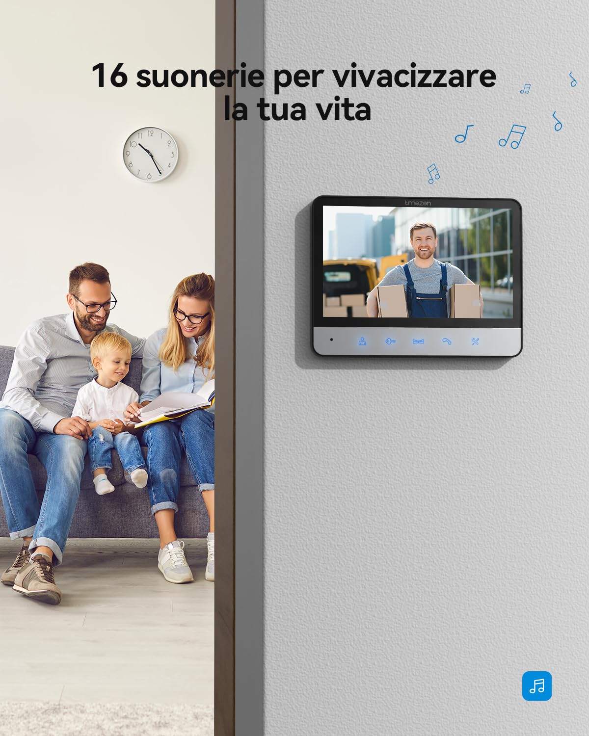 TMEZON Videocitofono a 4 fili, con fotocamera, 2 monitor da 7" con campanello cablato, versione notturna, vista dal vivo e conversazione, sblocco tramite monitor, per 1 famiglia