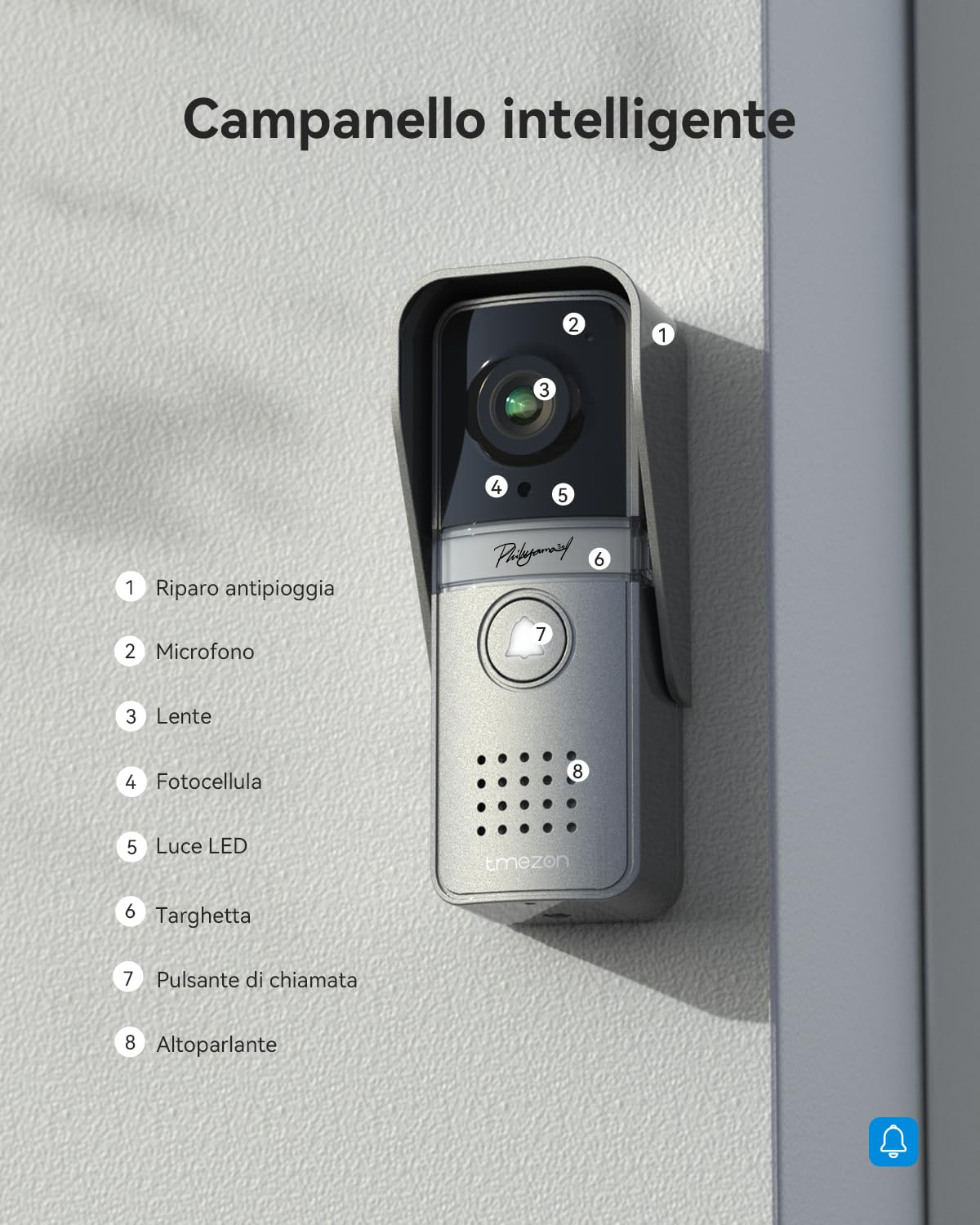 TMEZON Videocitofono a 4 fili, con fotocamera, 2 monitor da 7" con campanello cablato, versione notturna, vista dal vivo e conversazione, sblocco tramite monitor, per 1 famiglia