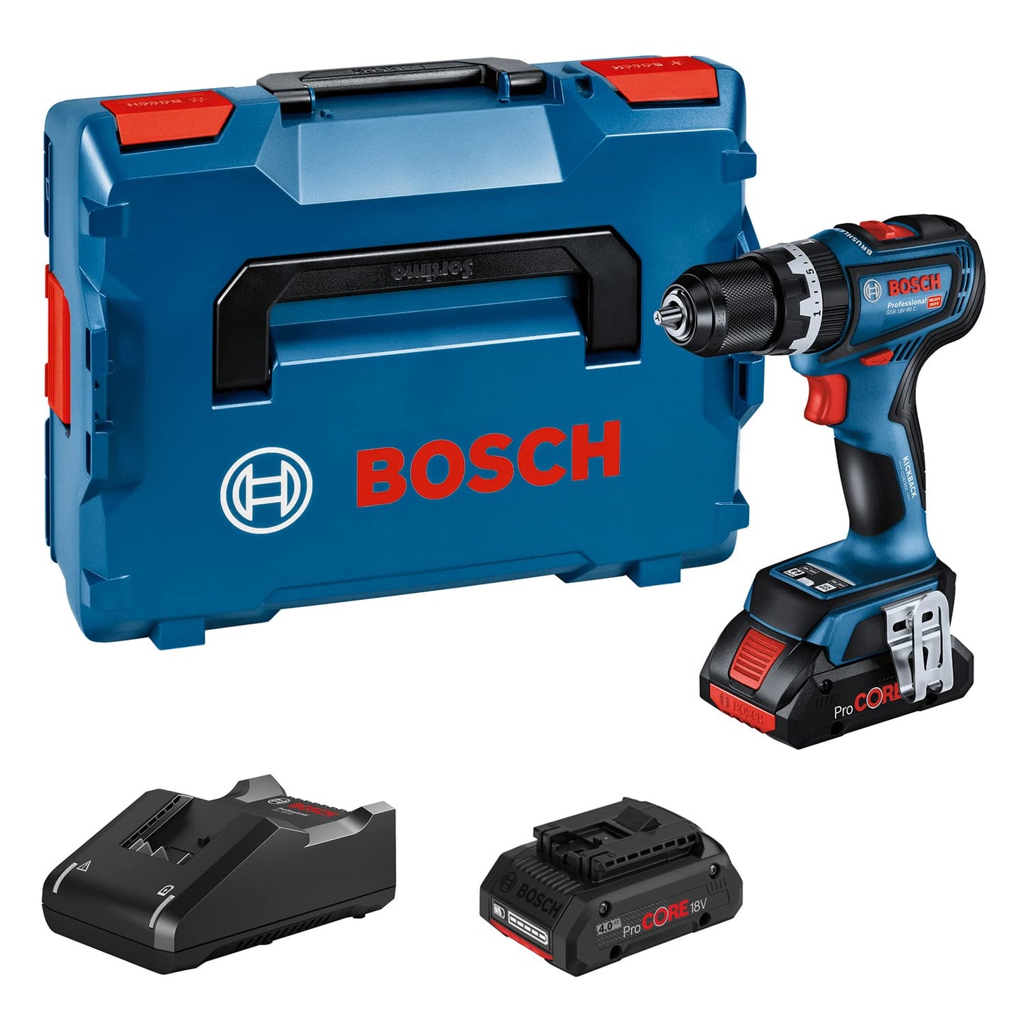 Bosch Professional 18V System Trapano-avvitatore con percussione a batteria GSB 18V-90 C (incl. 2 batterie PROcore da 4.0 Ah,