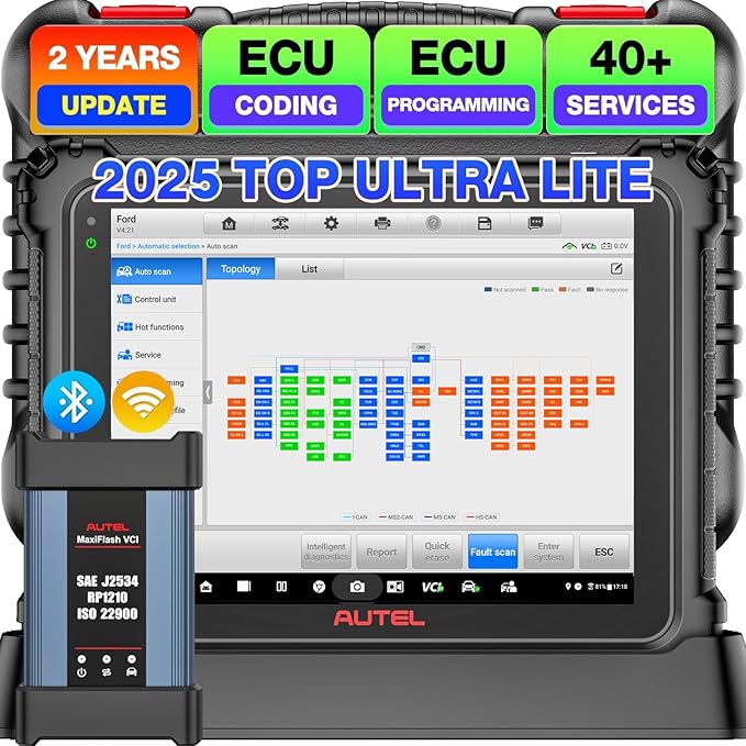 Autel MaxiCOM Ultra Lite Super Diagnosi Auto, 2 Anni Aggiornamenti, Diagnostica Intelligente per MS919 MS909 Elite II PRO
