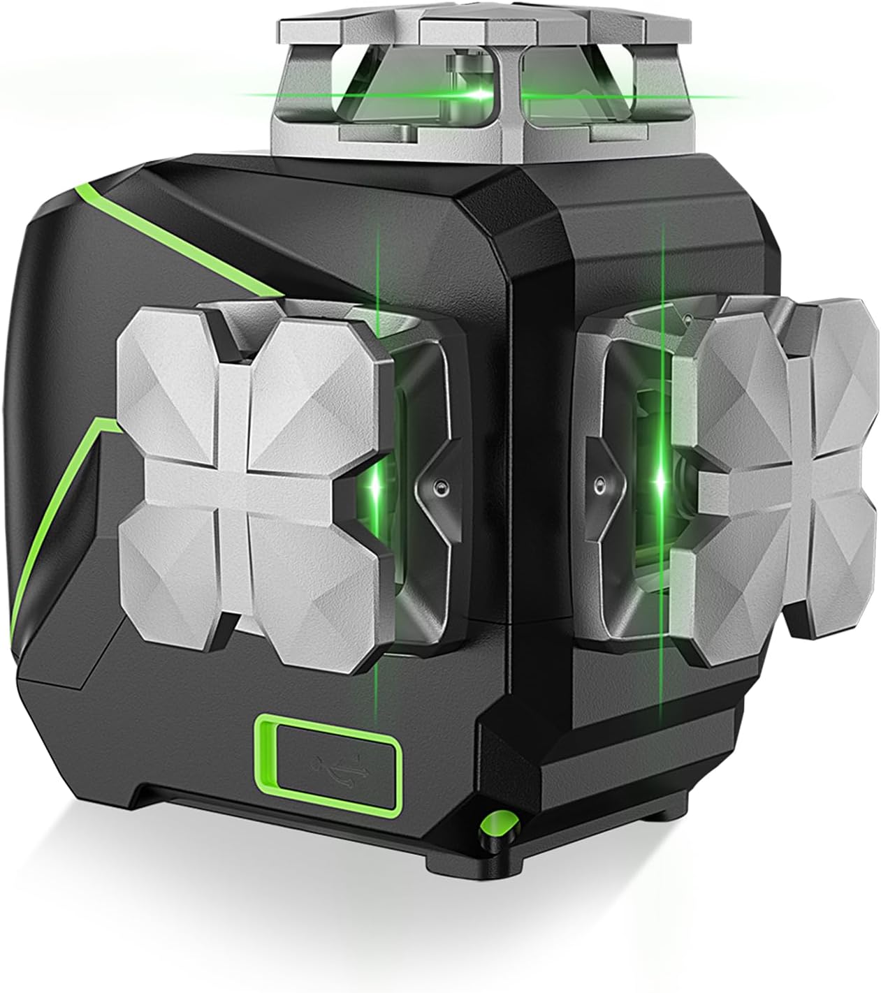 Huepar S03CG 3D Livella Laser 3x 360 Verde 40m, Modalità Impulso, TRIPLA ALIMENTAZIONE