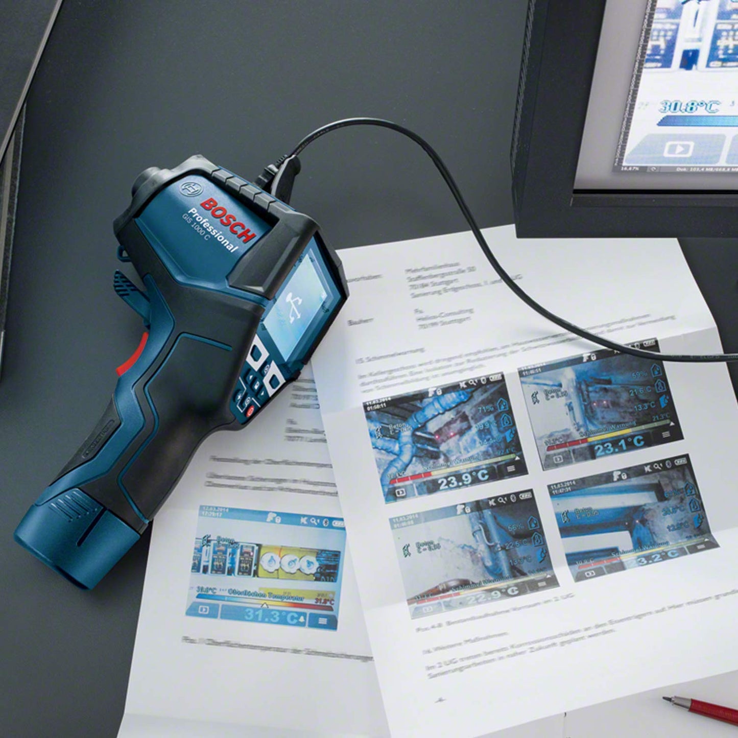 Bosch Professional Termocamera a infrarossi GIS 1000 C (con funzione app, intervallo di temperatura: da –40 °C a 1.000 °C
