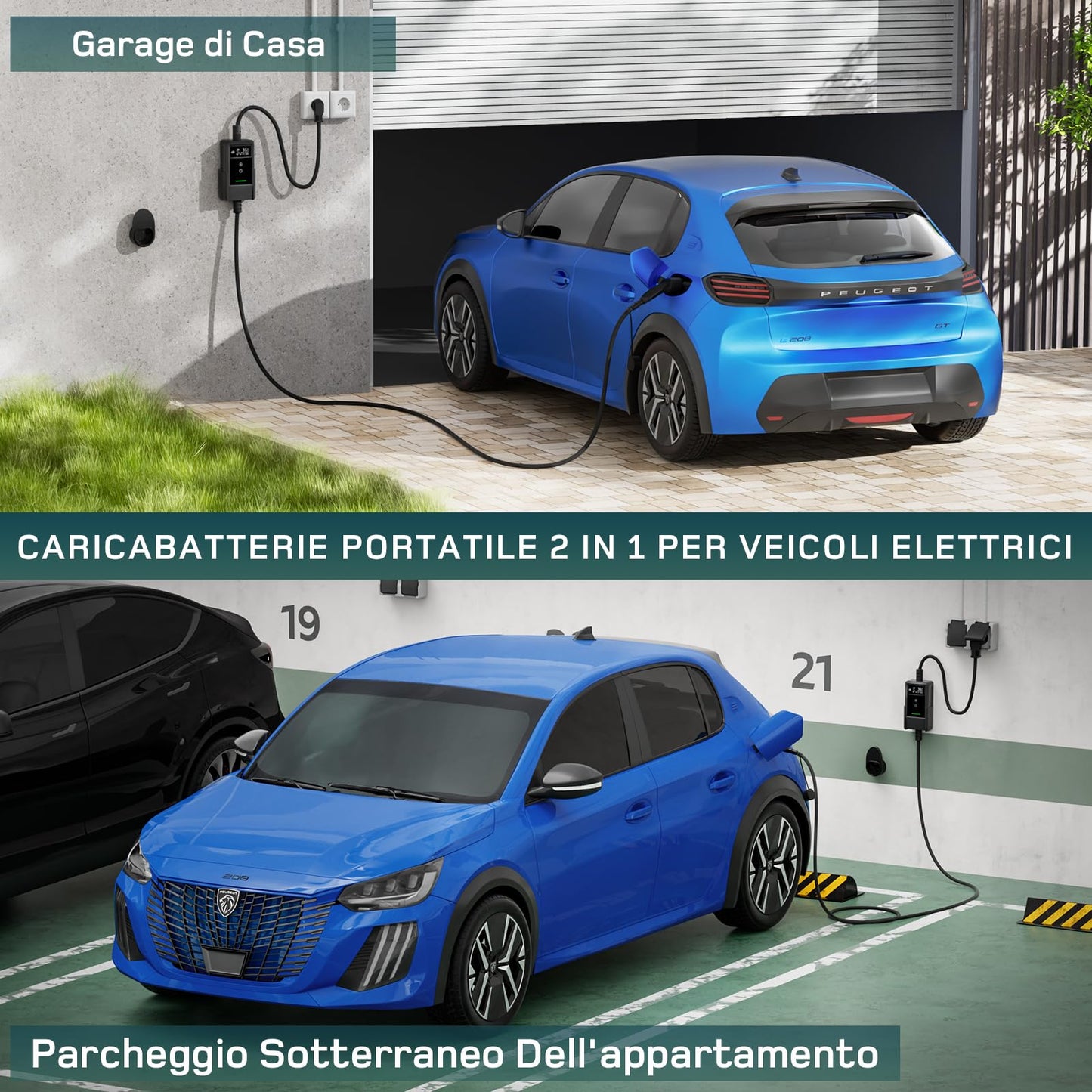 dé Cavo Ricarica Auto Elettrica Tipo 2 Schuko 3,7kW 5,5m Ricarica Auto Elettrics BYD e altri