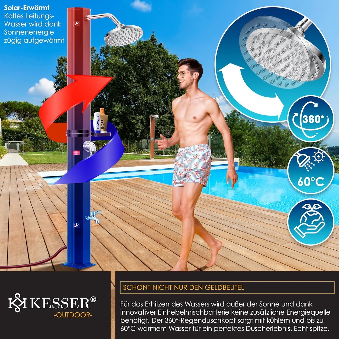 KESSER 35 Litri Doccia Solare da Giardino Doccia per Piscina e Campeggio