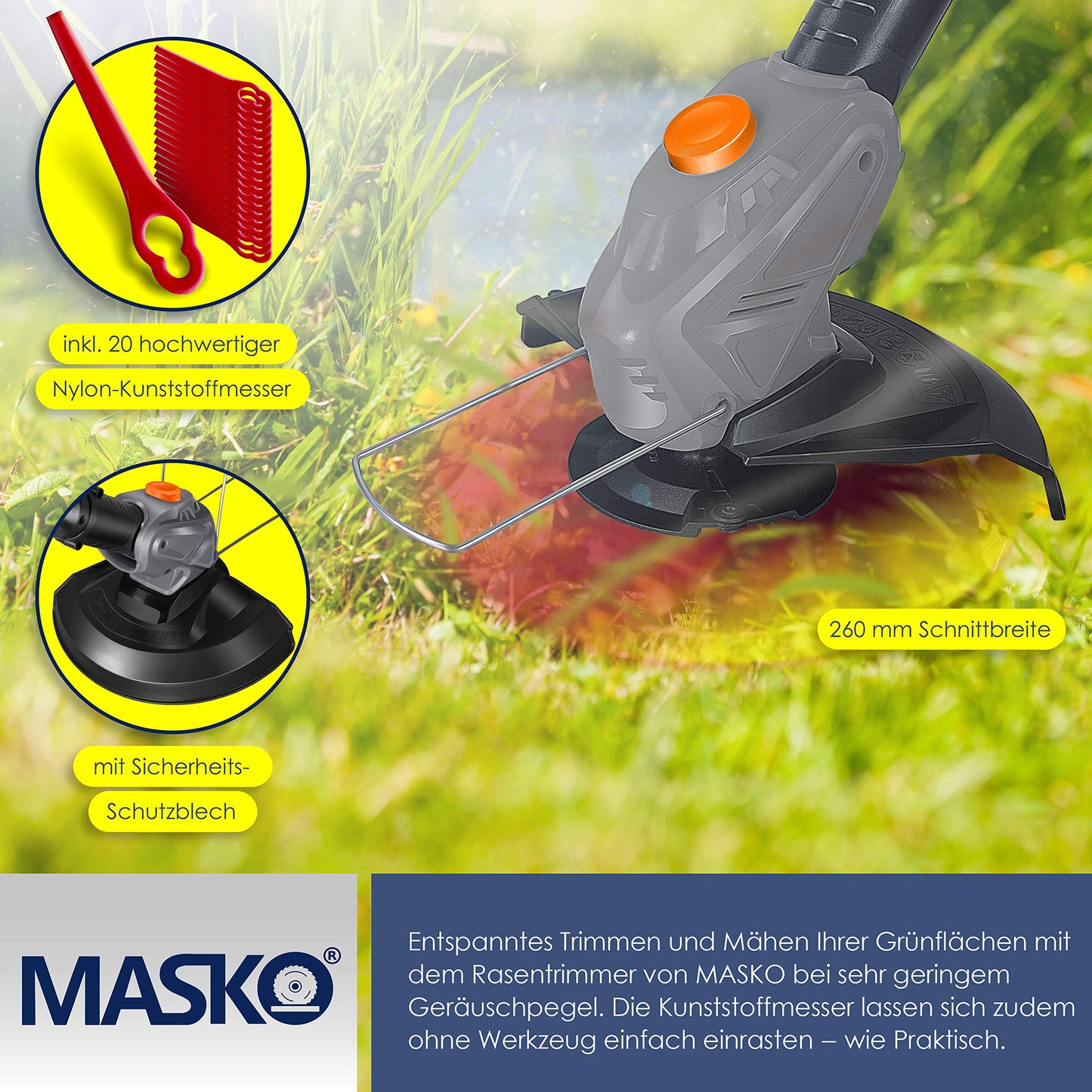 Masko Tagliaerba a Batteria 2,0 Ah tagliabordi - decespugliatore