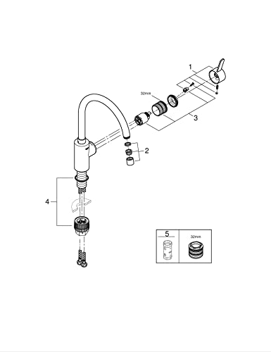 GROHE Miscelatore Monocomando per Lavello, Grigio (Cromo) 32843002