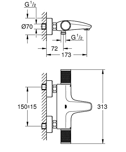 GROHE QUICKFIX, Precision Feel, Miscelatore termostatico per vasca- doccia Cromo, 34788000