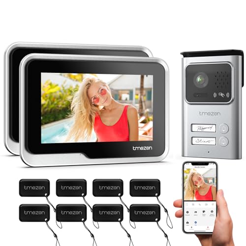 TMEZON MZ-M730 Videocitofono WiFi Bifamiliare, 2 fili video citofono 7 ‘’ monitor touchscreen, Video doorbell