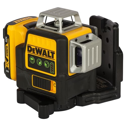 DeWalt, DᴇWalt, DCE089D1G, QW Laser 3 Linee 360° XR Litio 10,8V, 2,0Ah, Giallo/Nero, Raggio Verde