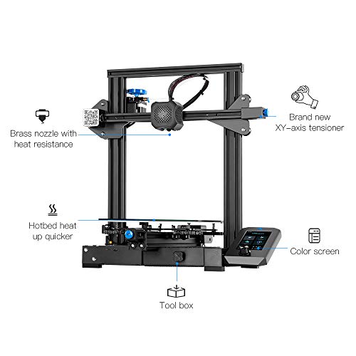 Stampante 3D Creality Ender 3 V2 con piattaforma in vetro al carborundum