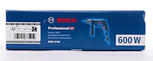 Bosch Professional Trapano con percussione GSB 13 RE (Motore da 600 Watt, incl. asta di profondità 210 mm, mandrino autoserrante 13 mm)