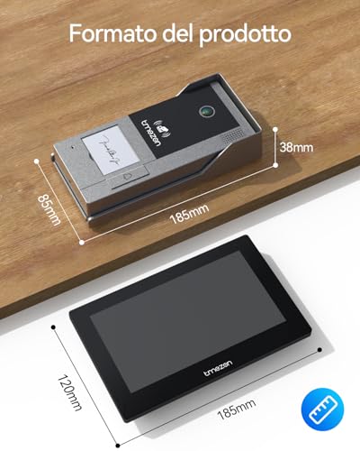 TMEZON Videocitofono Wifi Smart 2 Fili Video Citofoni M790,1080P monitor e Campanello Esterno con Telecamera,APP