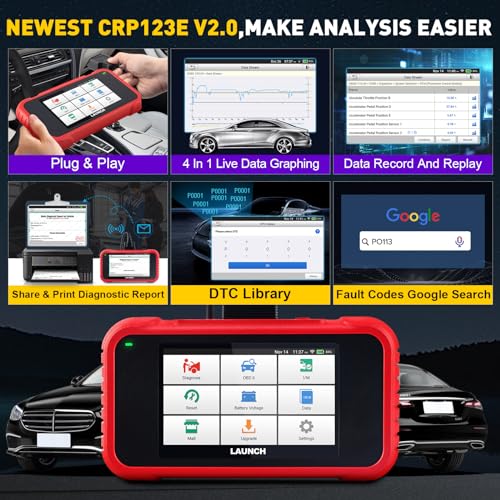 LAUNCH CRP123E V2.0 OBD2 Diagnosi Auto Multimarca con 4 Sistemi e 7 Funzioni di Reset