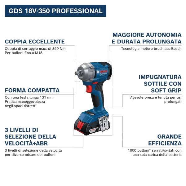 Bosch Professional 18V System Avvitatore a massa battente a batteria GDS 18V-350