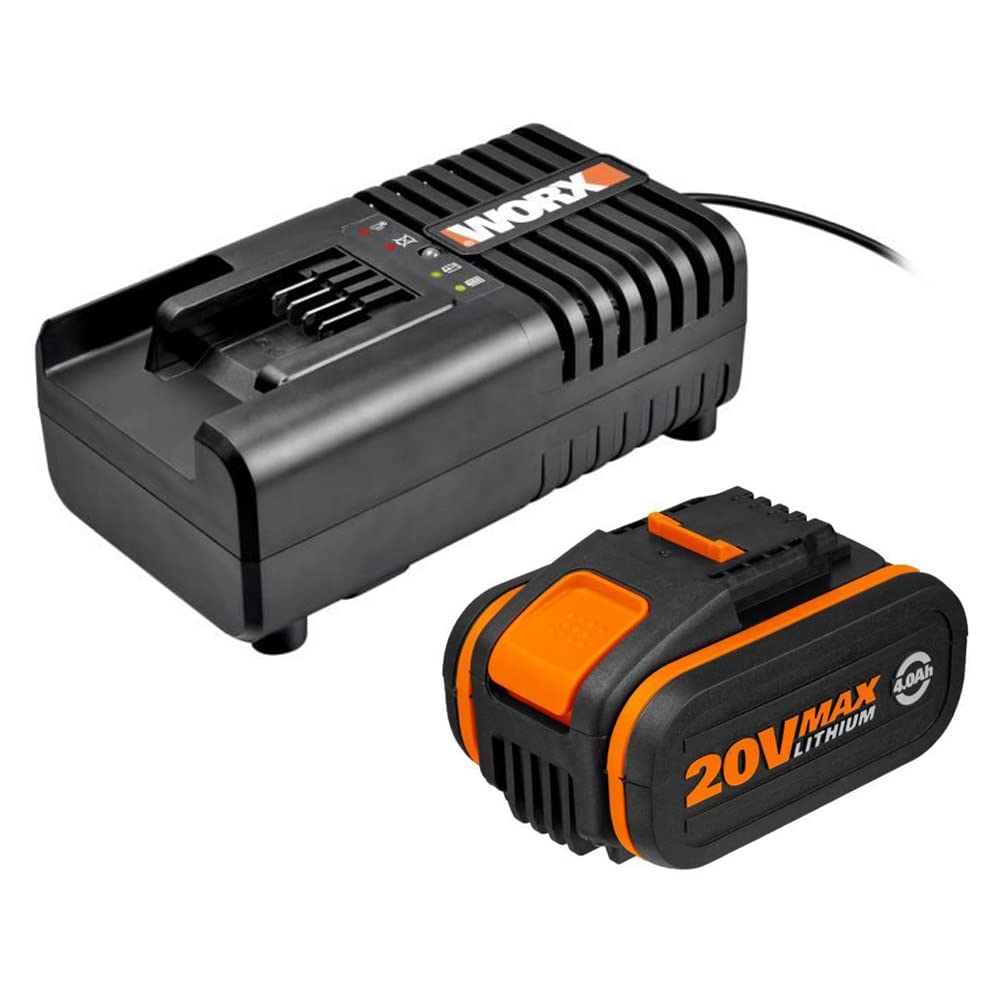 Worx WA3604 Kit 1 Carica Batteria Rapido + 1 Batteria Power Share 20V/4.0Ah agli Ioni di Litio