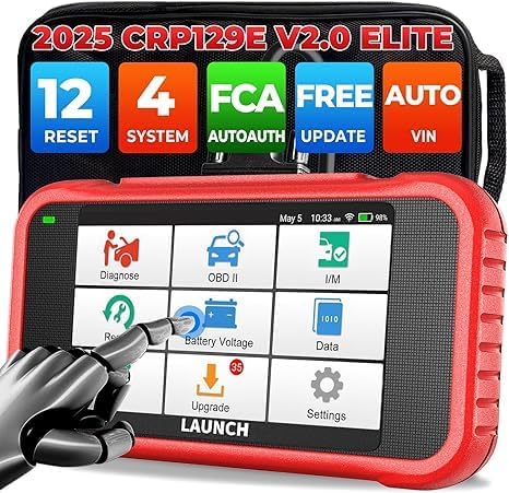 LAUNCH CRP129E V2.0 OBD2 Lettore di codice con 4 sistemi + 8 servizi di riavvio, Diagnosi Auto multimarca con sistema motore ABS SRS Oil Reset Trasmissione TPMS EPB SAS DPF Iniettore Codifica BMS
