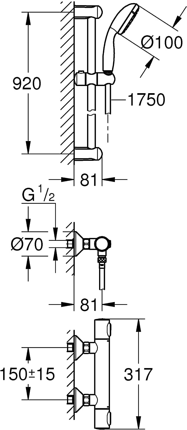 GROHE QUICKFIX, Precision Flow Miscelatore termostatico per doccia Cromo, 34842000