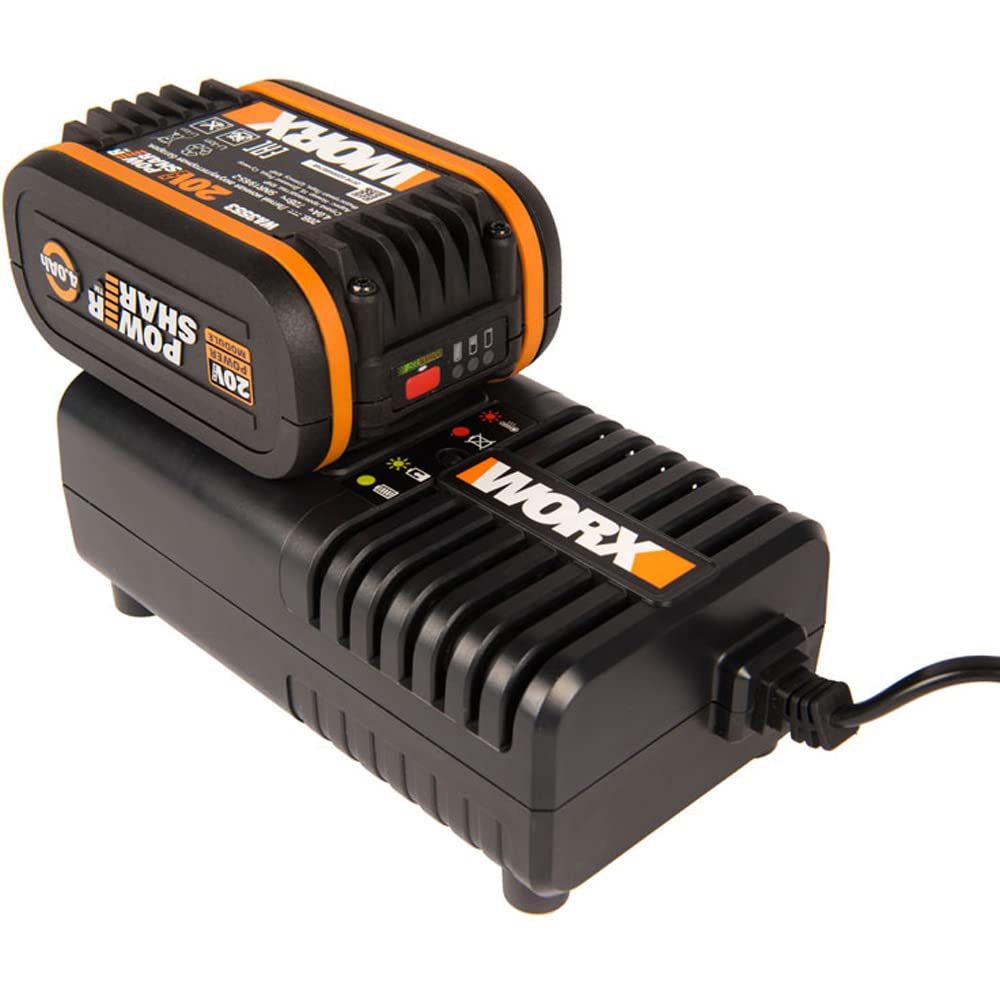 Worx WA3604 Kit 1 Carica Batteria Rapido + 1 Batteria Power Share 20V/4.0Ah agli Ioni di Litio