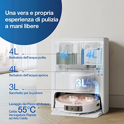 ECOVACS DEEBOT T20 OMNI Robot Aspirapolvere Lavapavimenti 6000Pa con Stazione Svuota Polvere e Pulizia