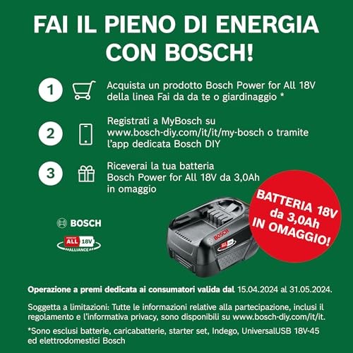 Bosch Motosega Elettrosega UniversalChain 18 (batteria da 2.5 Ah, caricabatteria, sistema SDS