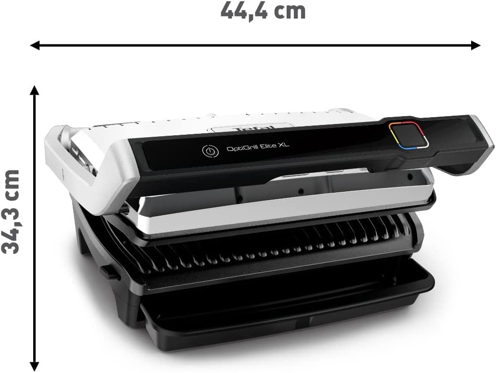 Tefal OptiGrill Elite XL, griglia elettrica ricettario GC760D12, Inox