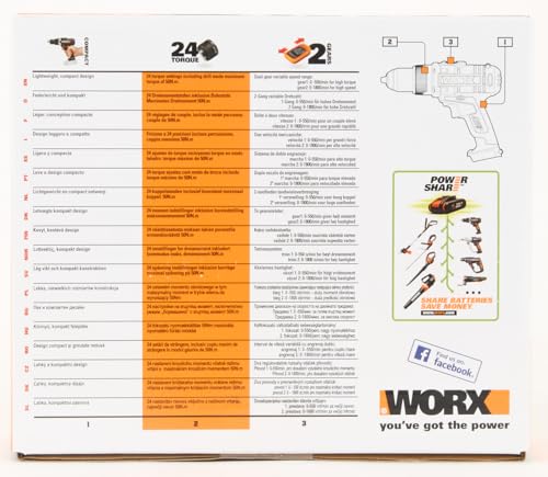 Worx WX372.9 Trapano Avvitatore con Percussione a Batteria 20V, 13 mm