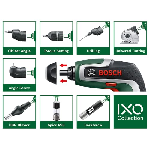 Bosch Avvitatore a batteria IXO (7a generazione; 3,6 V; 2,0 Ah; 5,5 Nm; set con attacco angolare ed eccentrico