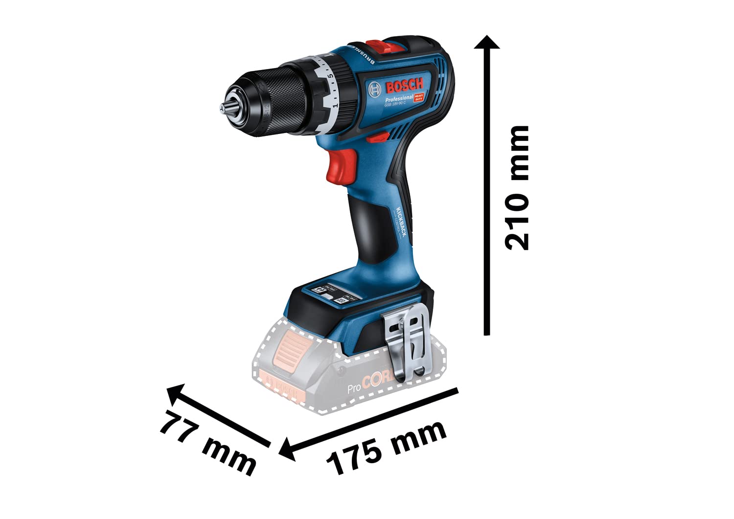 Bosch Professional 18V System Trapano-avvitatore con percussione a batteria GSB 18V-90 C