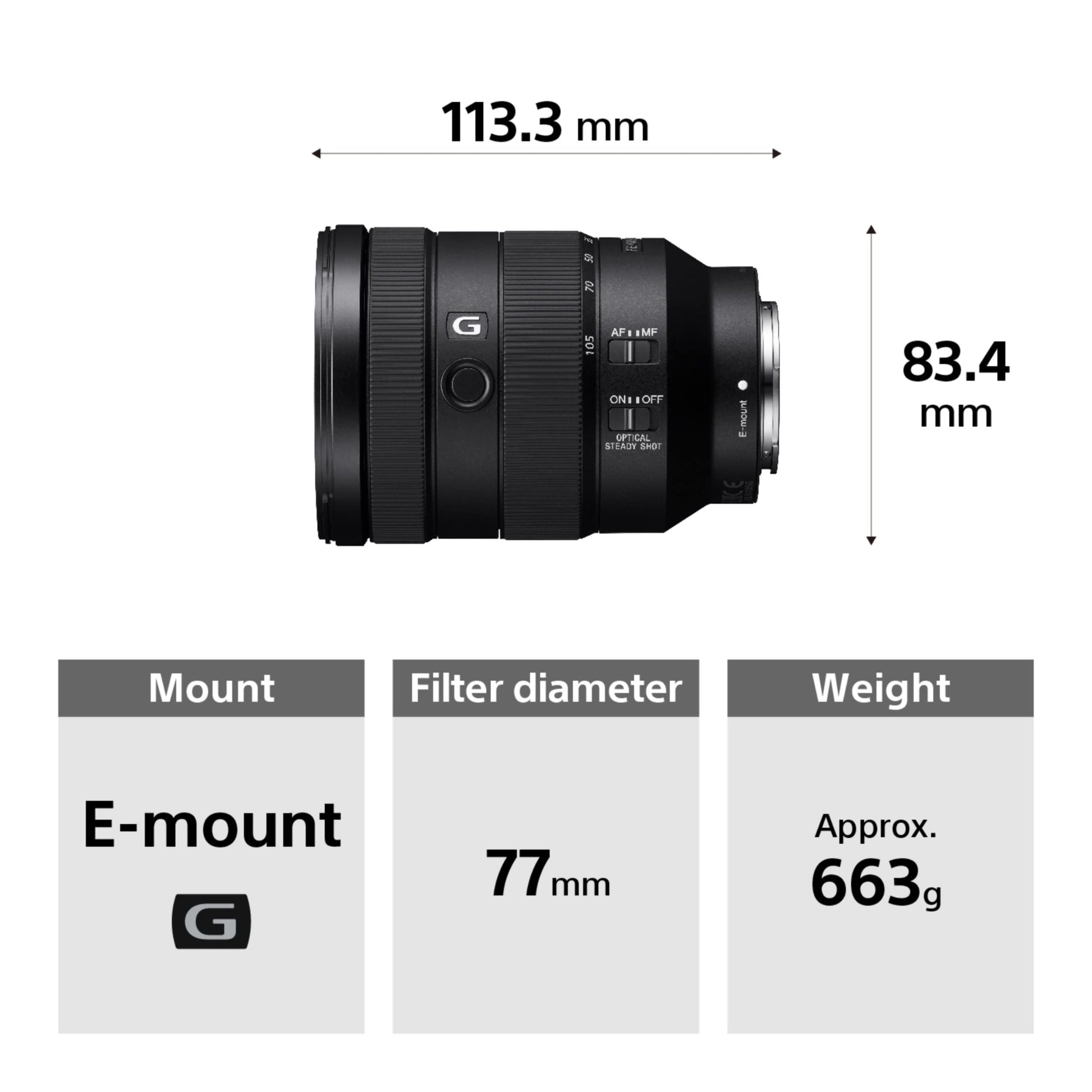 Sony Obiettivo costante F4 Full Frame E-Mount da 24-105 mm SEL24105G