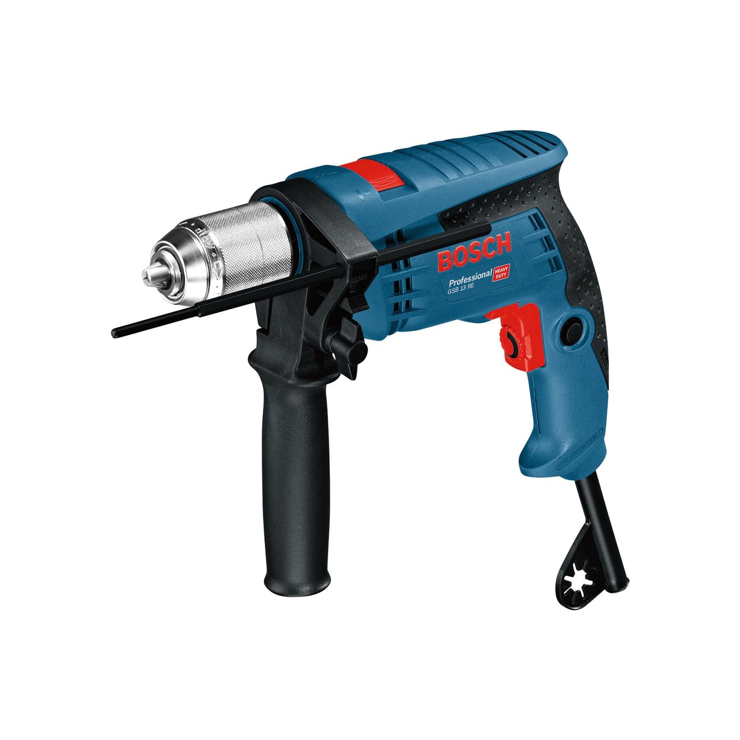 Bosch Professional Trapano con percussione GSB 13 RE (Motore da 600 Watt, incl. asta di profondità 210 mm, mandrino autoserrante 13 mm)