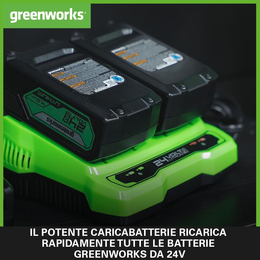 Greenworks Batterie 24V e Caricabatterie Doppio Slot  G24B4 & G24X2C