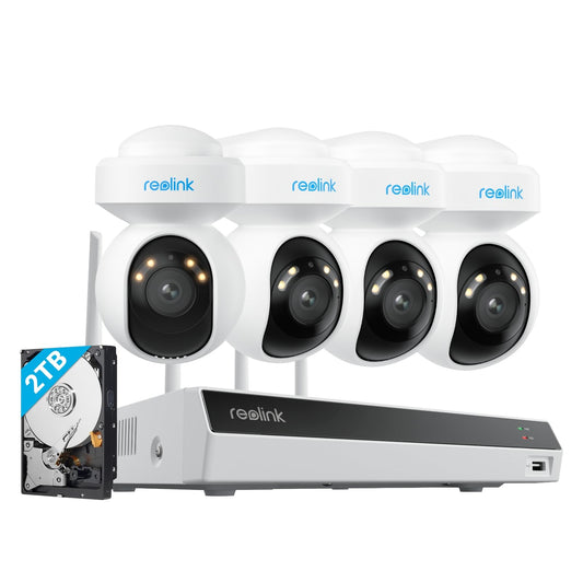 Reolink 4K Kit Videosorveglianza Wi-Fi 6, 4x PT Telecamera da Esterno, RLK12-800WPT4