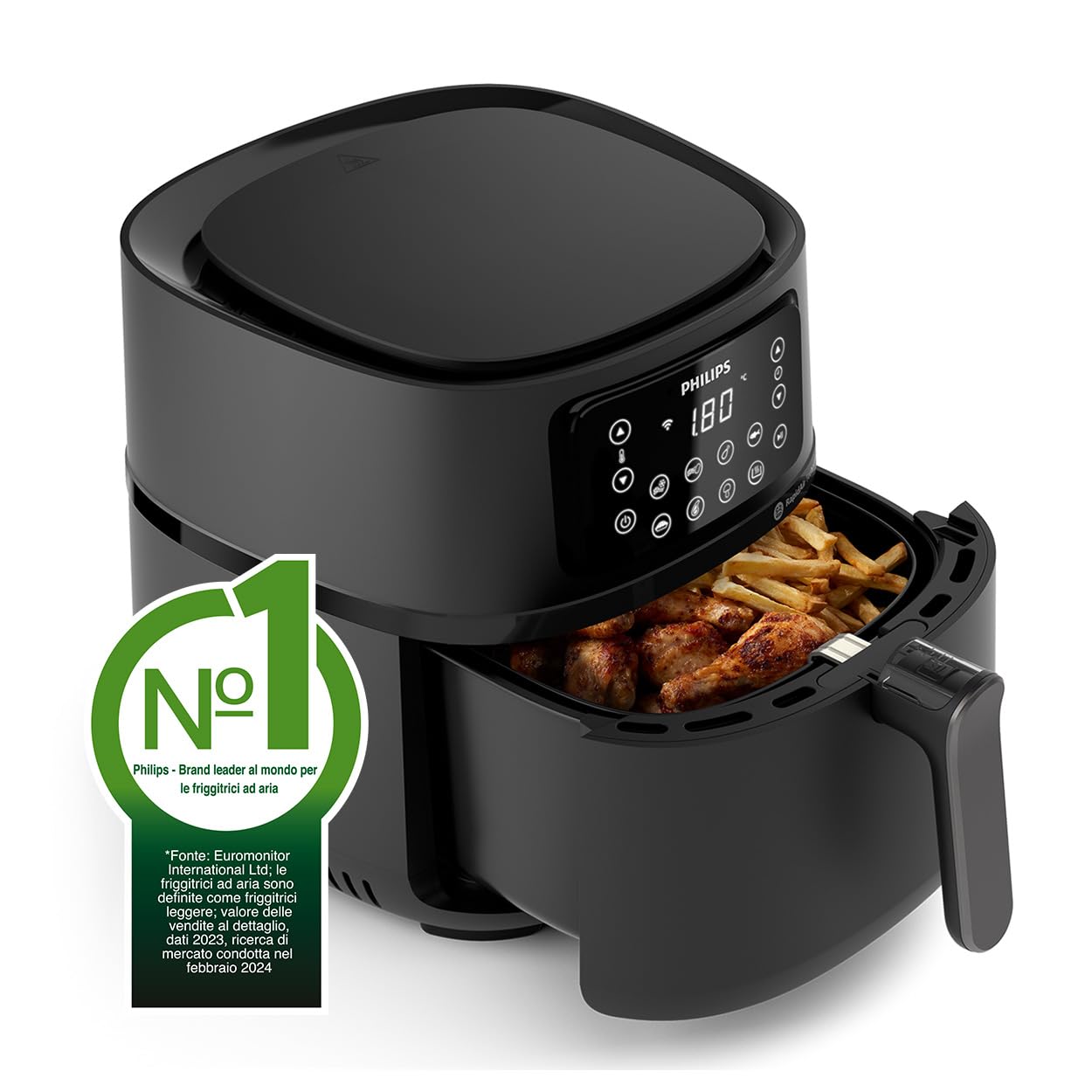 Philips Series 5000 Connessa Airfryer XXL, 7,2L (1,4Kg), Friggitrice ad aria 16-in-1, Wifi, (HD9285/90)