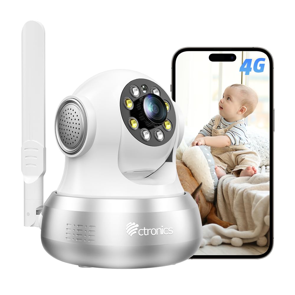 ctronics 3G/4G LTE Telecamera SIM Interna, PTZ 360° Videocamera Sorveglianz Senza Fili